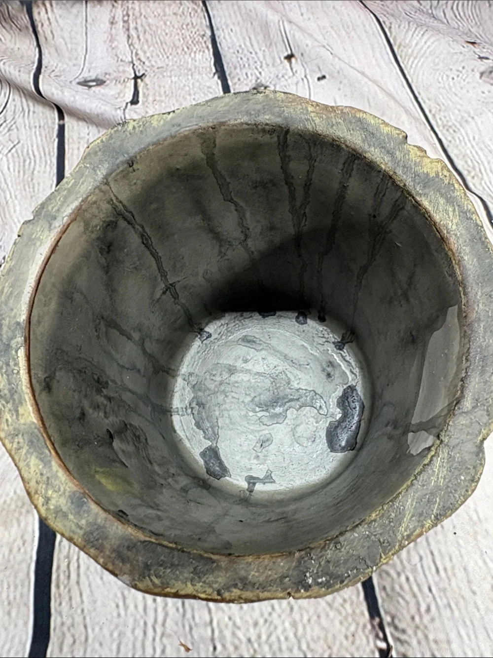 Rustic Wood-Look Planter Pot - Brown